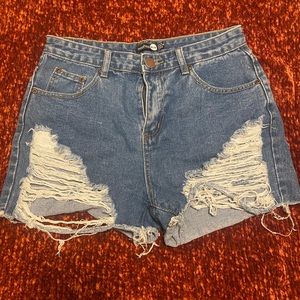 Boohoo High Rose Denim Shorts